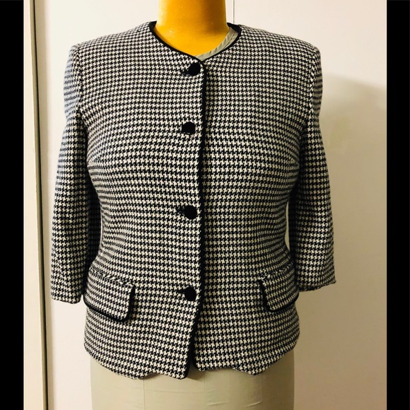 TALBOTS Houndstooth Blazer size 10 Workwear Classic 66%Worsted Wool and 34%Rayon - Picture 1 of 11